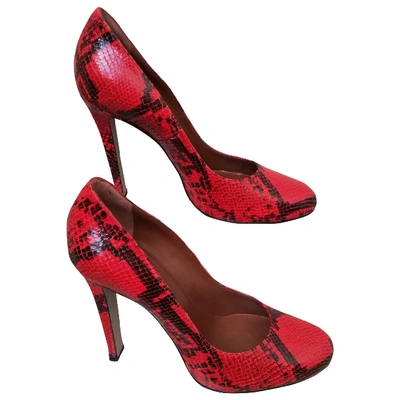 Pre-owned Lerre Red Python Heels