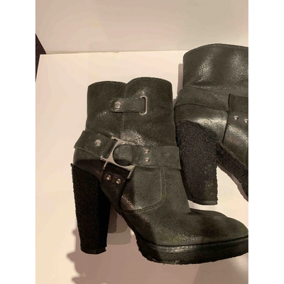 Pre-owned Sigerson Morrison Leather Buckled Boots In Grey