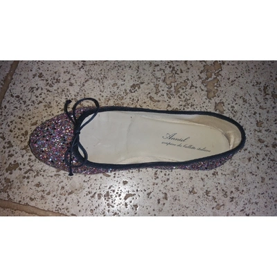 Pre-owned Anniel Black Glitter Ballet Flats