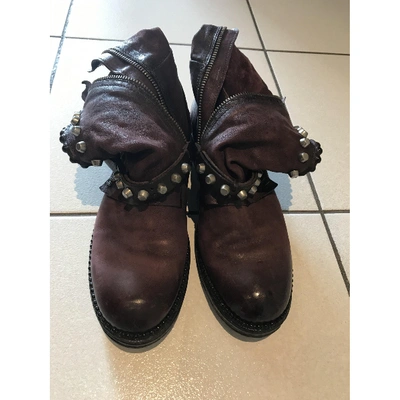 Pre-owned As98 Burgundy Leather Ankle Boots