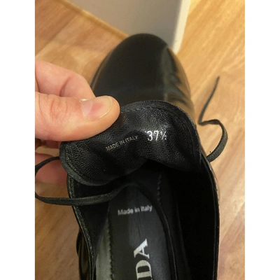 Pre-owned Prada Leather Lace Ups In Black