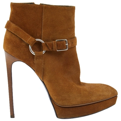 Pre-owned Saint Laurent Ankle Boots In Khaki