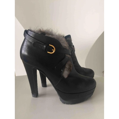 Pre-owned Sergio Rossi Leather Ankle Boots In Black