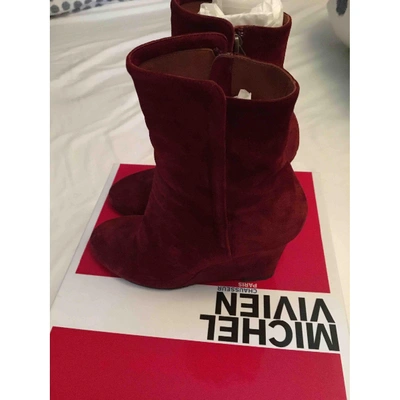 Pre-owned Michel Vivien Ankle Boots In Burgundy