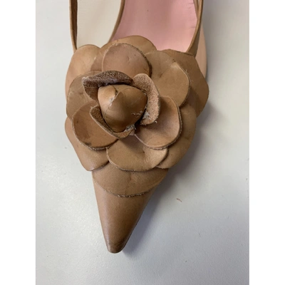 Pre-owned Pinko Leather Heels In Camel