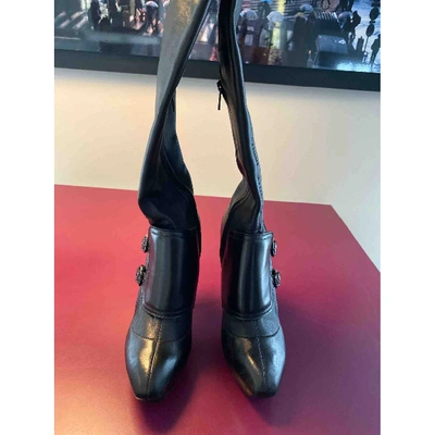 Pre-owned Celine Leather Boots In Black