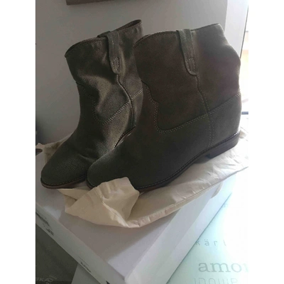 Pre-owned Isabel Marant Crisi  Ankle Boots In Khaki