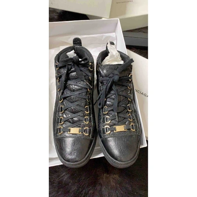 Pre-owned Balenciaga Arena Patent Leather Trainers In Black