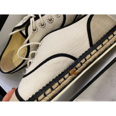 Pre-owned Chanel Cloth Lace Ups In Beige