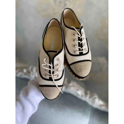 Pre-owned Chanel Cloth Lace Ups In Beige