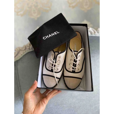 Pre-owned Chanel Cloth Lace Ups In Beige