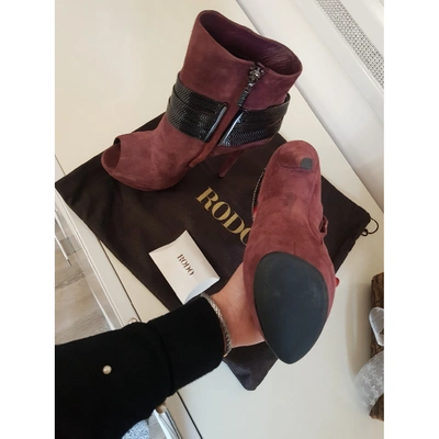 Pre-owned Rodo Purple Suede Ankle Boots