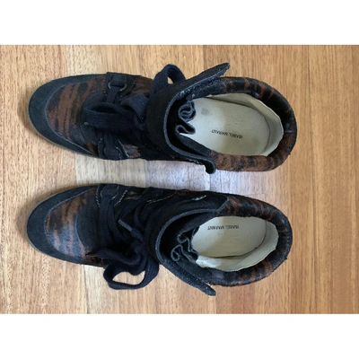Pre-owned Isabel Marant Bobby Pony-style Calfskin Trainers In Black