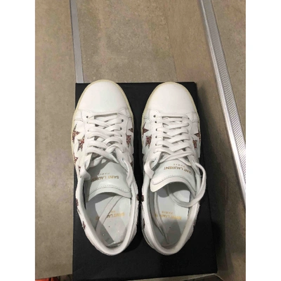 Pre-owned Saint Laurent Court White Glitter Trainers