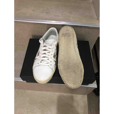 Pre-owned Saint Laurent Court White Glitter Trainers