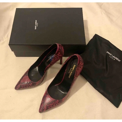 Pre-owned Saint Laurent Anja Pink Python Heels