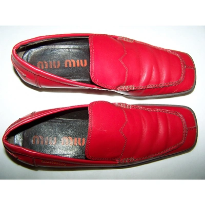 Pre-owned Miu Miu Red Leather Flats