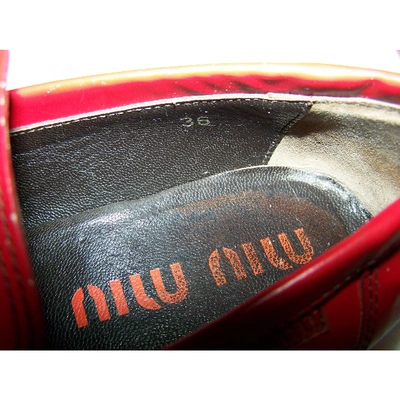 Pre-owned Miu Miu Red Leather Flats