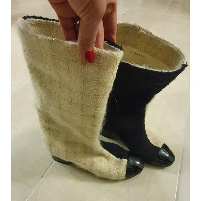 Pre-owned Chanel Tweed Snow Boots In Other