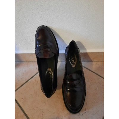 Pre-owned Tod's Burgundy Leather Flats
