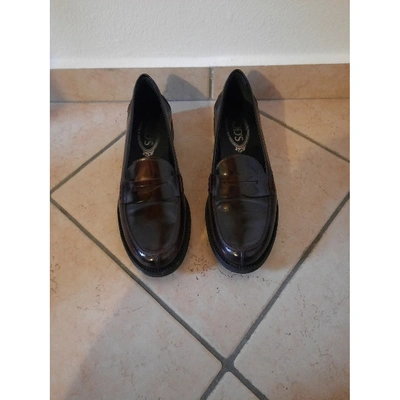 Pre-owned Tod's Burgundy Leather Flats