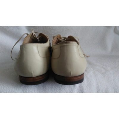 Pre-owned Mauro Grifoni Leather Flats In White