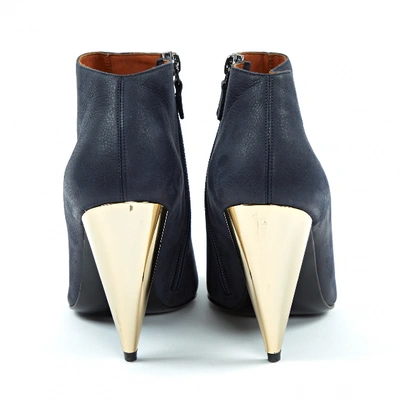 Pre-owned Lanvin Ankle Boots In Navy