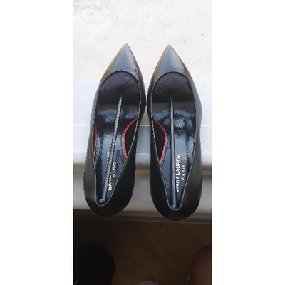 Pre-owned Saint Laurent Anja Black Leather Heels
