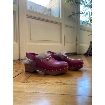 Pre-owned Gucci Red Leather Mules & Clogs