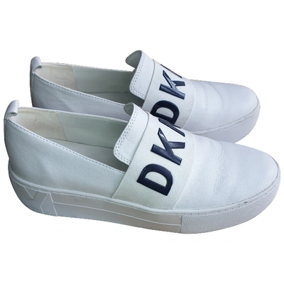 Pre-owned Dkny White Leather Trainers