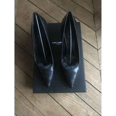 Pre-owned Saint Laurent Anja Black Leather Heels