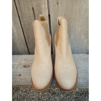 ACNE STUDIOS Pre-owned Star Leather Ankle Boots In Beige