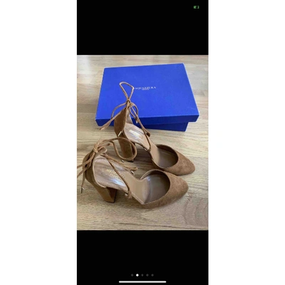 Pre-owned Aquazzura Heels In Camel