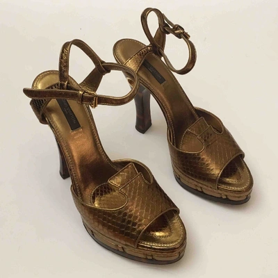 Pre-owned Louis Vuitton Gold Python Heels