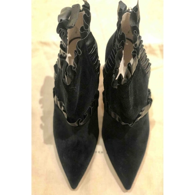 Pre-owned Christopher Kane Velvet Ankle Boots In Black