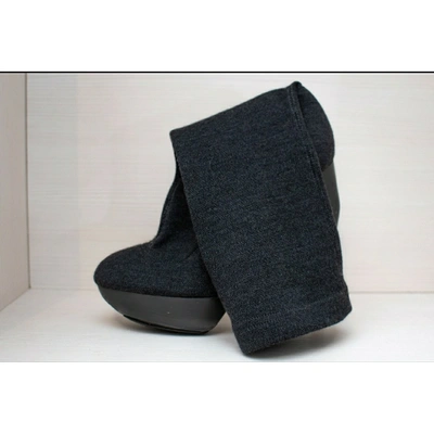 Pre-owned Jil Sander Grey Tweed Boots