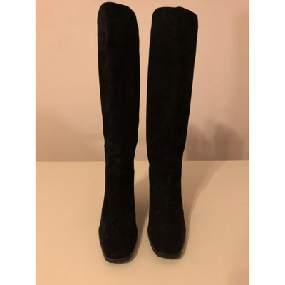 Pre-owned Roger Vivier Black Suede Boots