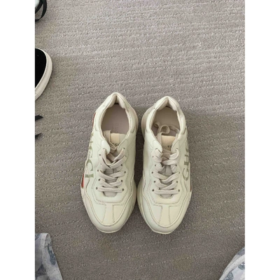 Pre-owned Gucci Beige Leather Trainers