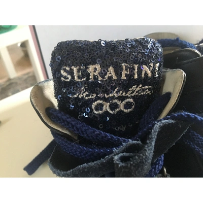 Pre-owned Serafini Manhattan Glitter Trainers In Blue