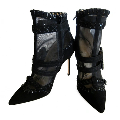 Pre-owned Marchesa Buckled Boots In Black