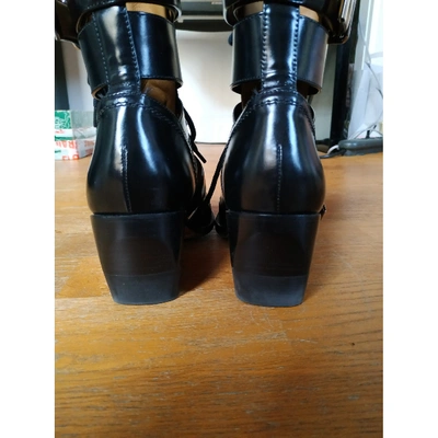 Pre-owned Chloé Rylee Leather Lace Up Boots In Black