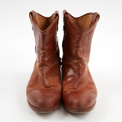 Pre-owned Alberto Guardiani Leather Ankle Boots In Brown