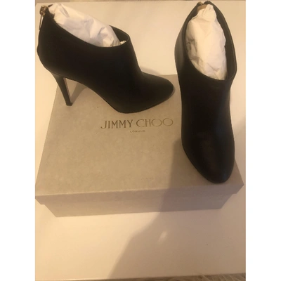 Pre-owned Jimmy Choo Leather Ankle Boots In Black