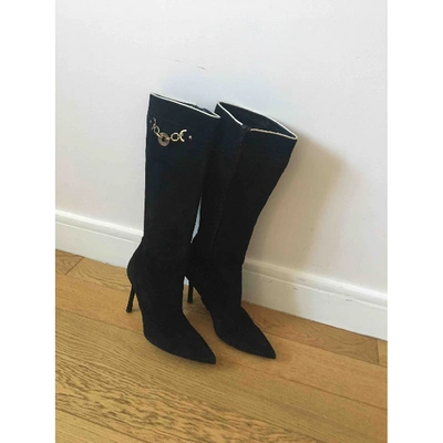 Pre-owned Versace Black Suede Boots