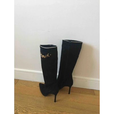 Pre-owned Versace Black Suede Boots