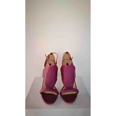Pre-owned Elie Saab Pink Leather Sandals