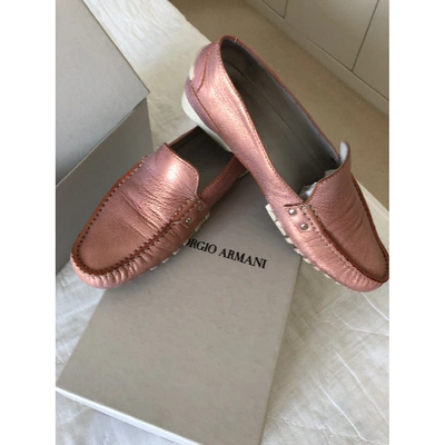 Pre-owned Giorgio Armani Leather Flats In Pink