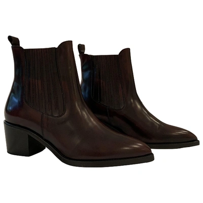 Pre-owned Vanessa Bruno Patent Leather Boots In Burgundy