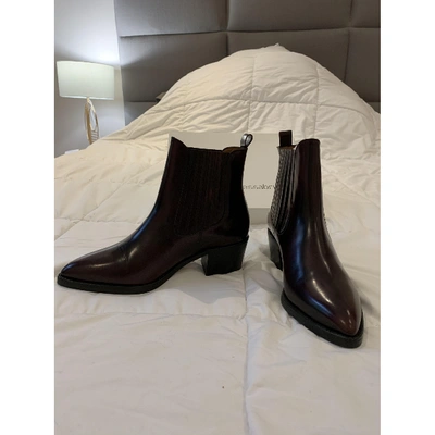 Pre-owned Vanessa Bruno Patent Leather Boots In Burgundy