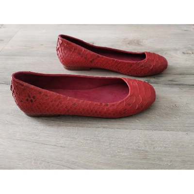 Pre-owned Tatoosh Red Python Ballet Flats